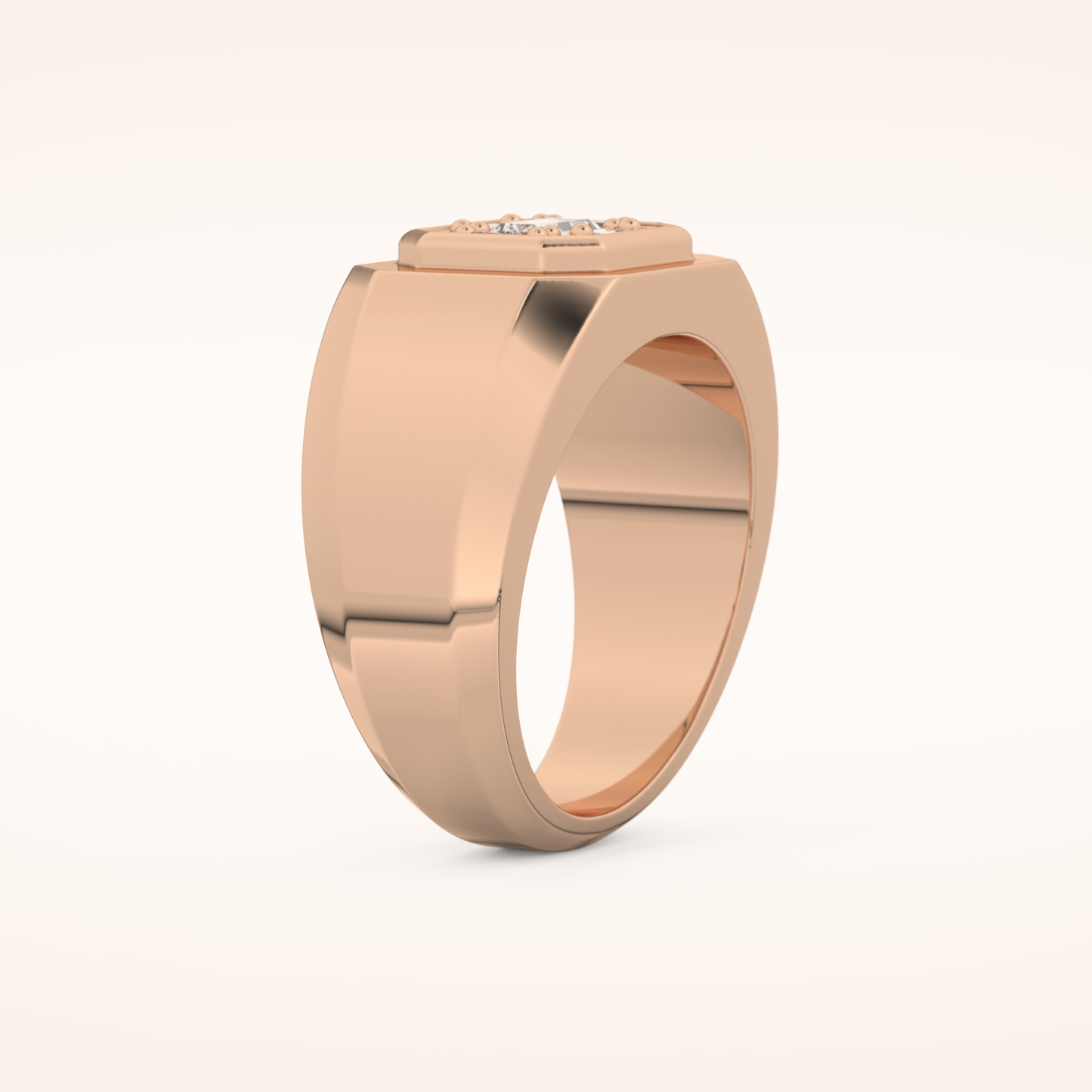 0.46 TCW Round & Baguette Shaped Moissanite Signet Multi Stone Wedding Band