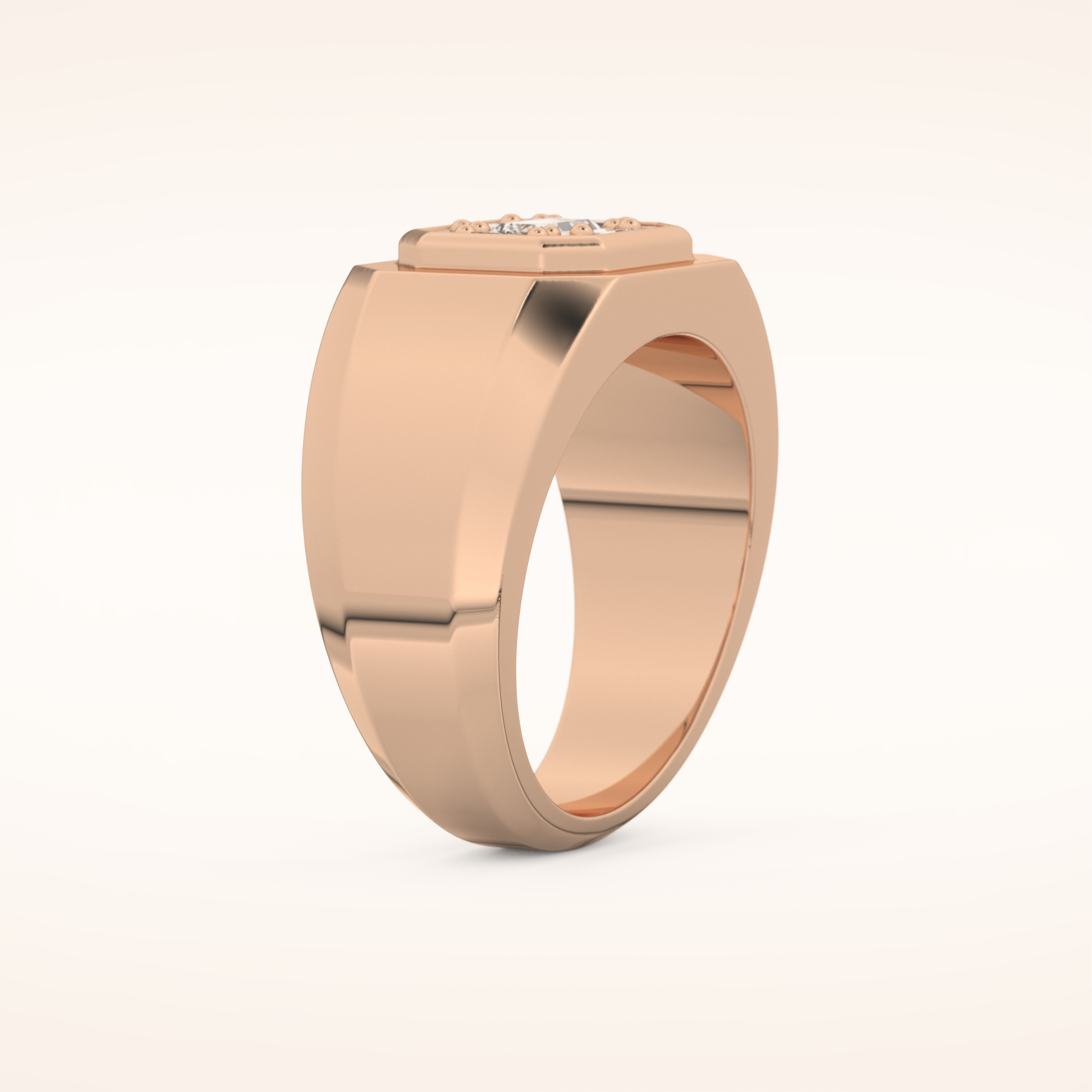 0.46 TCW Round & Baguette Shaped Moissanite Signet Multi Stone Wedding Band