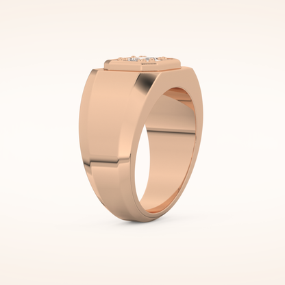 0.46 TCW Round & Baguette Shaped Moissanite Signet Multi Stone Wedding Band