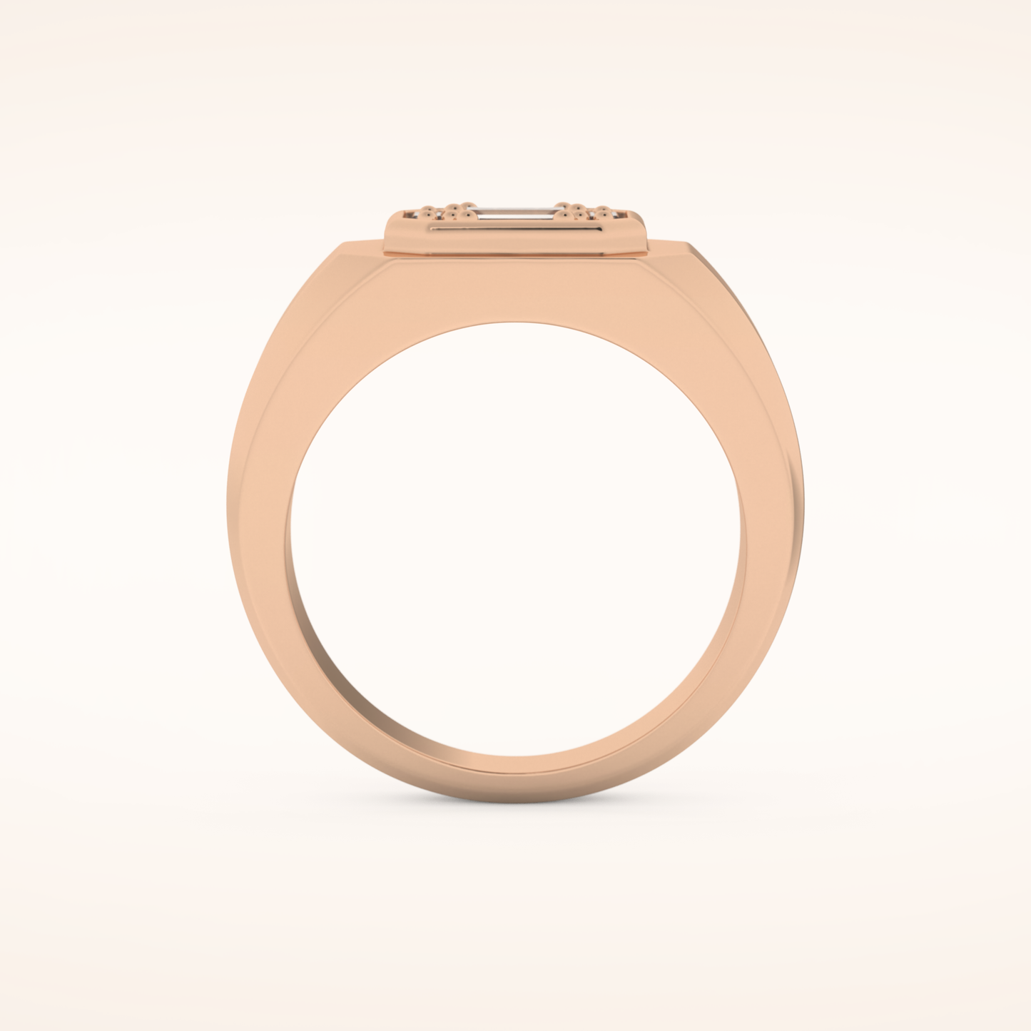 0.46 TCW Round & Baguette Shaped Moissanite Signet Multi Stone Wedding Band