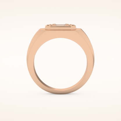 0.46 TCW Round & Baguette Shaped Moissanite Signet Multi Stone Wedding Band