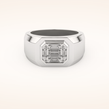 0.46 TCW Round & Baguette Shaped Moissanite Signet Men's Wedding Band