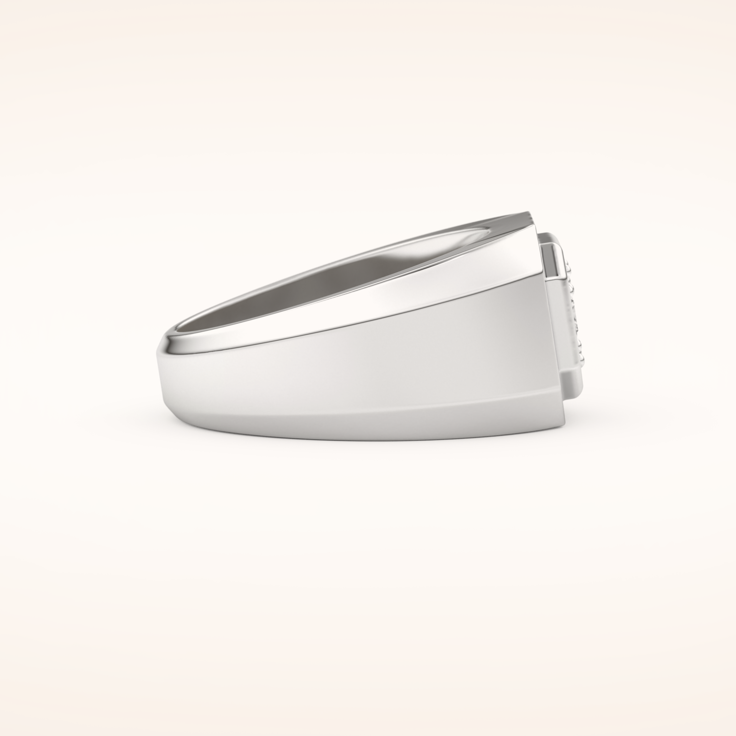 0.46 TCW Round & Baguette Shaped Moissanite Signet Men's Wedding Band