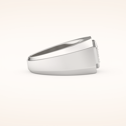 0.46 TCW Round & Baguette Shaped Moissanite Signet Multi Stone Wedding Band