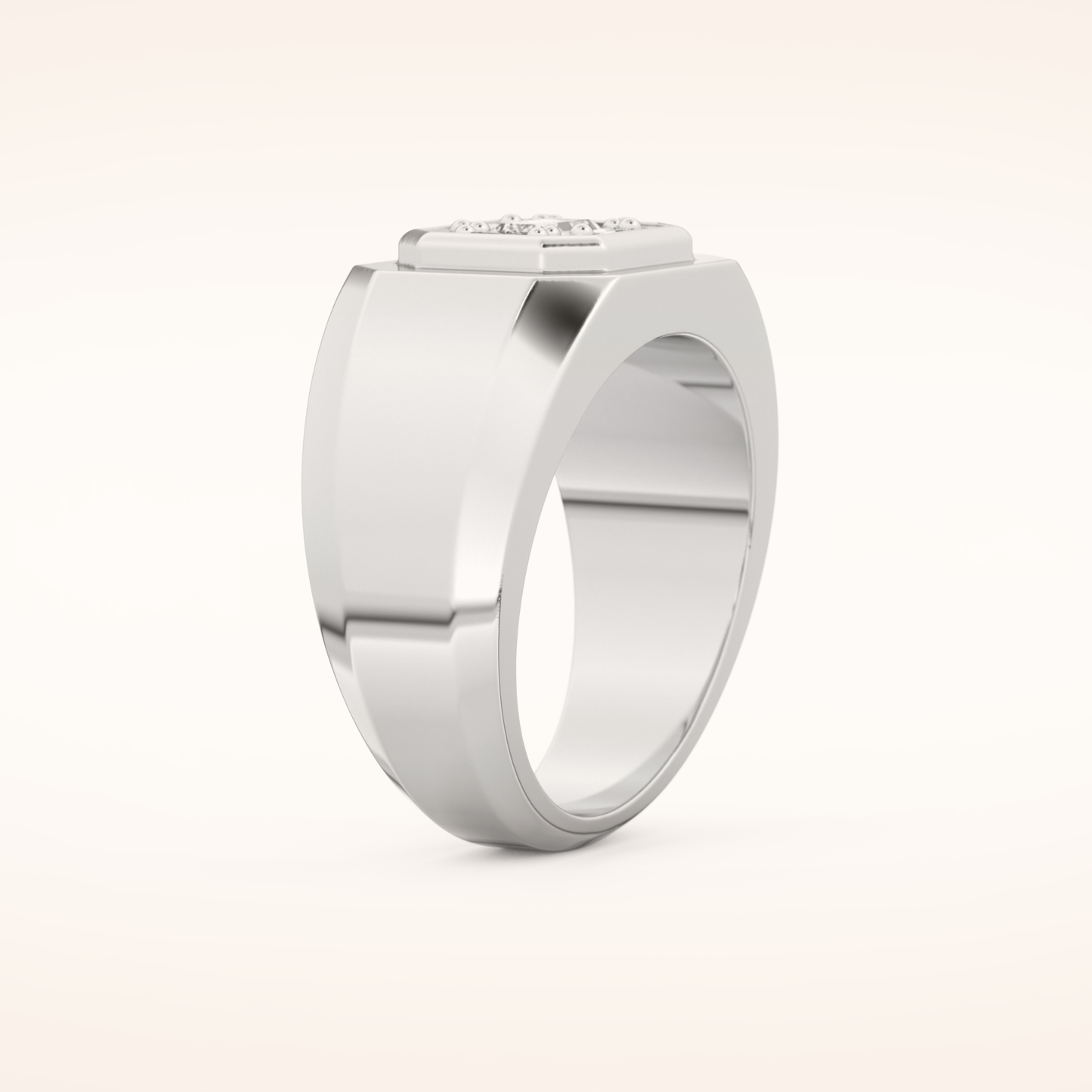 0.46 TCW Round & Baguette Shaped Moissanite Signet Multi Stone Wedding Band