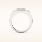 0.46 TCW Round & Baguette Shaped Moissanite Signet Men's Wedding Band