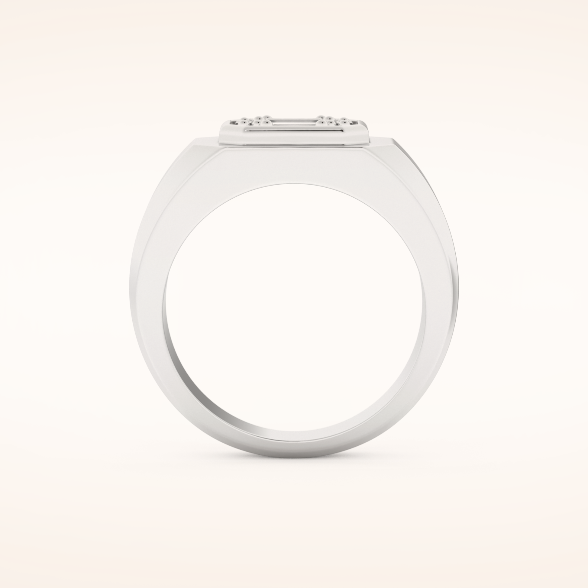 0.46 TCW Round & Baguette Shaped Moissanite Signet Multi Stone Wedding Band