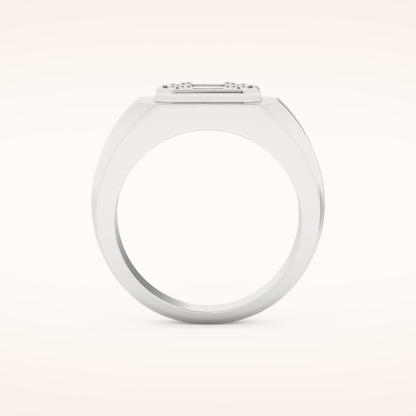 0.46 TCW Round & Baguette Shaped Moissanite Signet Multi Stone Wedding Band