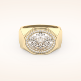 2.27 CT Oval Shaped Moissanite Halo Men's Wedding Band