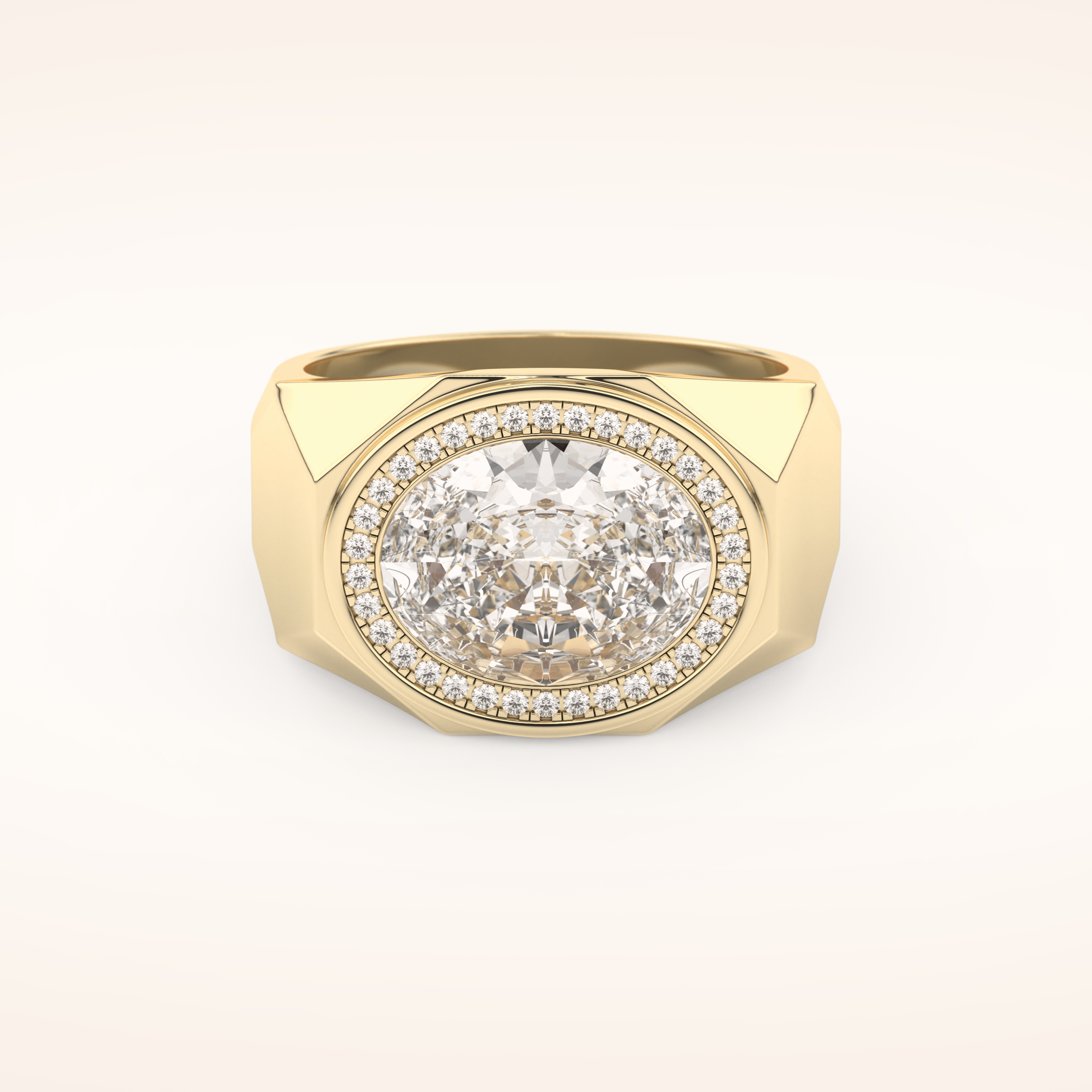 2.27 CT Oval Shaped Moissanite Halo Men's Wedding Band