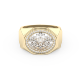 East West Oval Halo Lab Grown Diamond Men's Engagement Ring