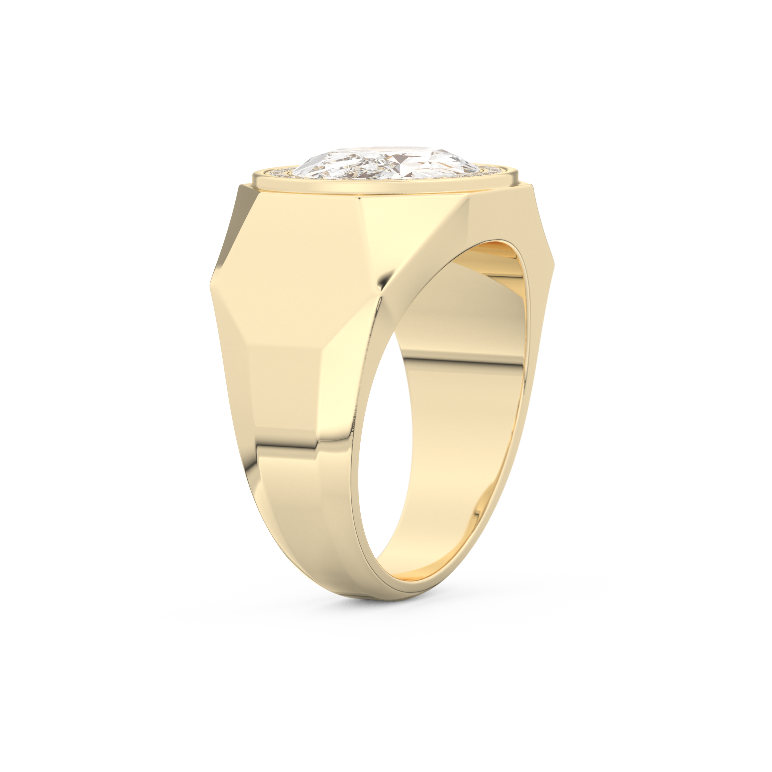 East West Oval Halo Lab Grown Diamond Men's Engagement Ring
