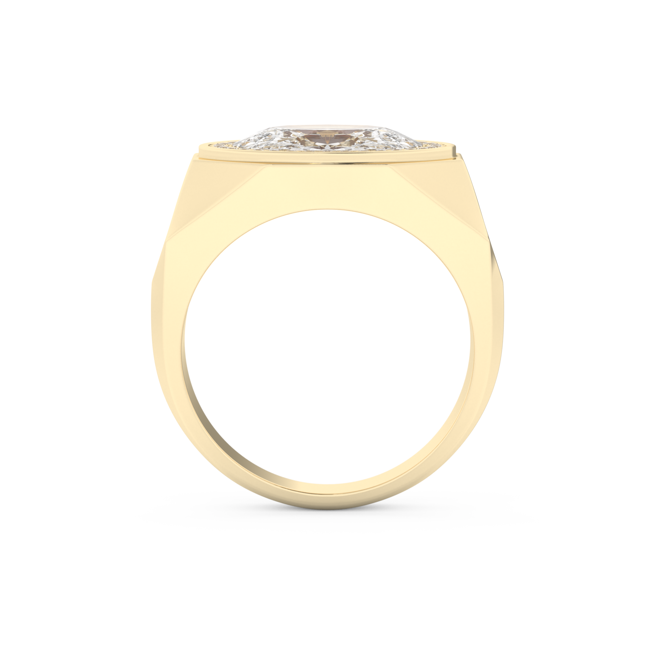 East West Oval Halo Lab Grown Diamond Men's Engagement Ring