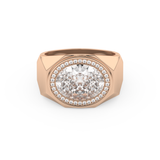 East West Oval Halo Lab Grown Diamond Men's Engagement Ring