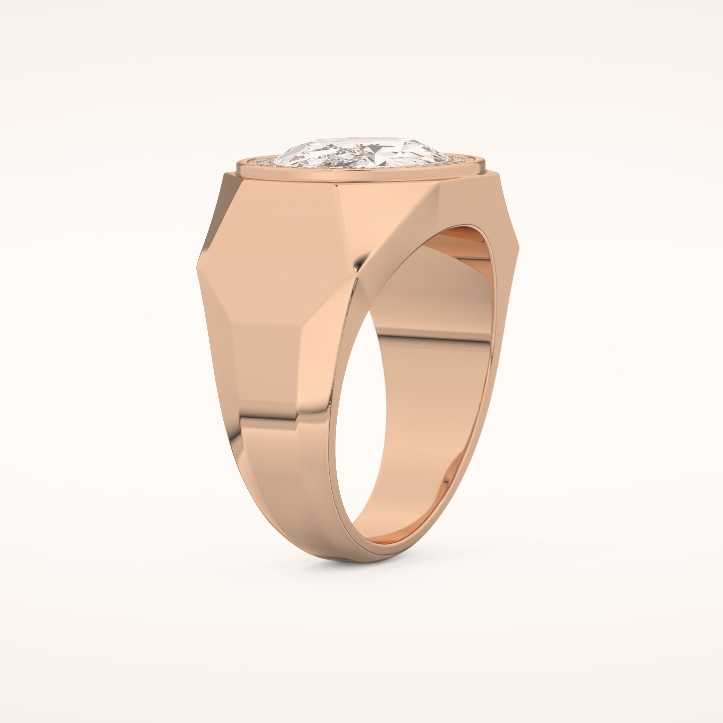 2.27 CT Oval Shaped Moissanite Halo Men's Wedding Band