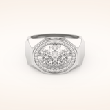 2.27 CT Oval Shaped Moissanite Halo Men's Wedding Band