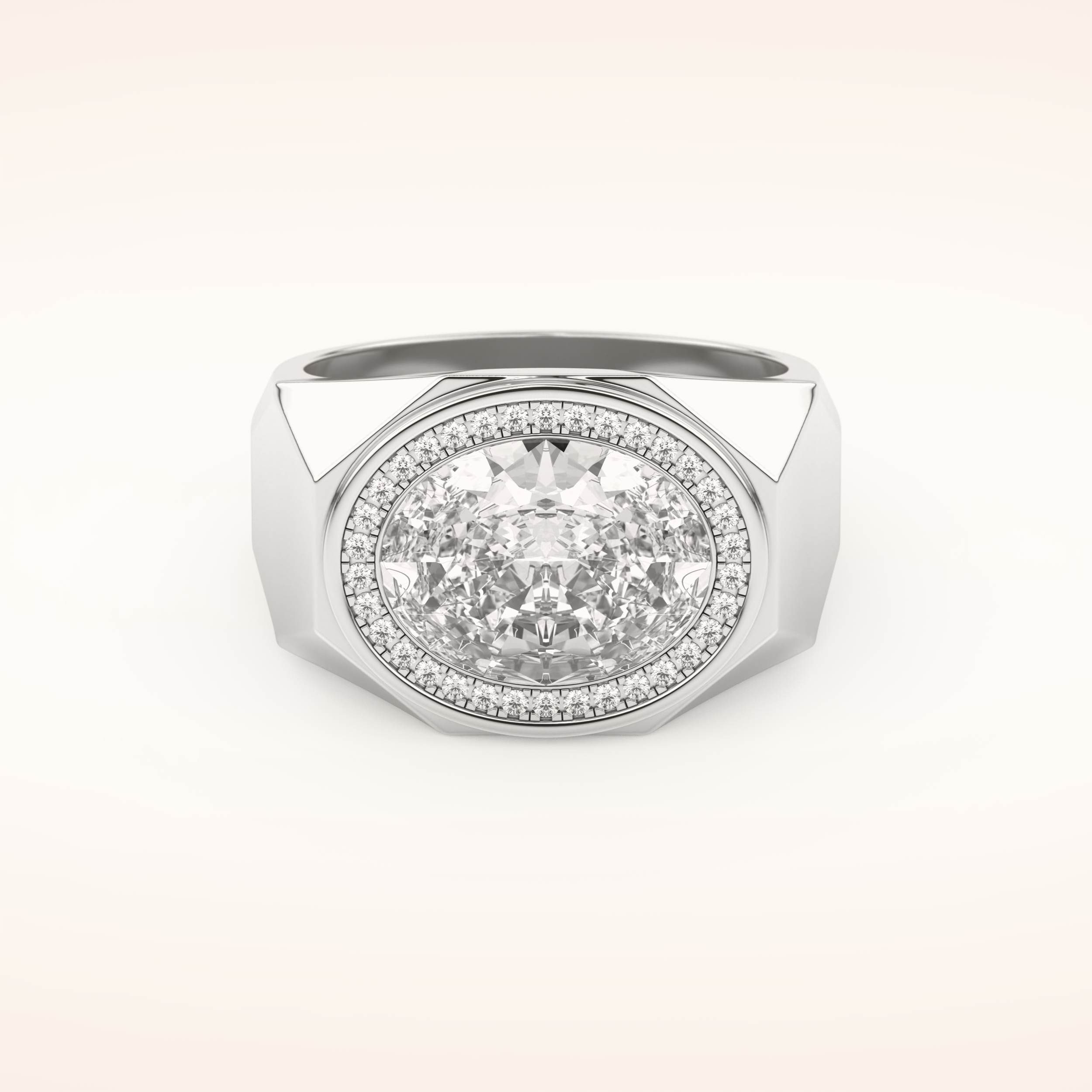 2.27 CT Oval Shaped Moissanite Halo Men's Wedding Band