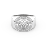 East West Oval Halo Lab Grown Diamond Men's Engagement Ring