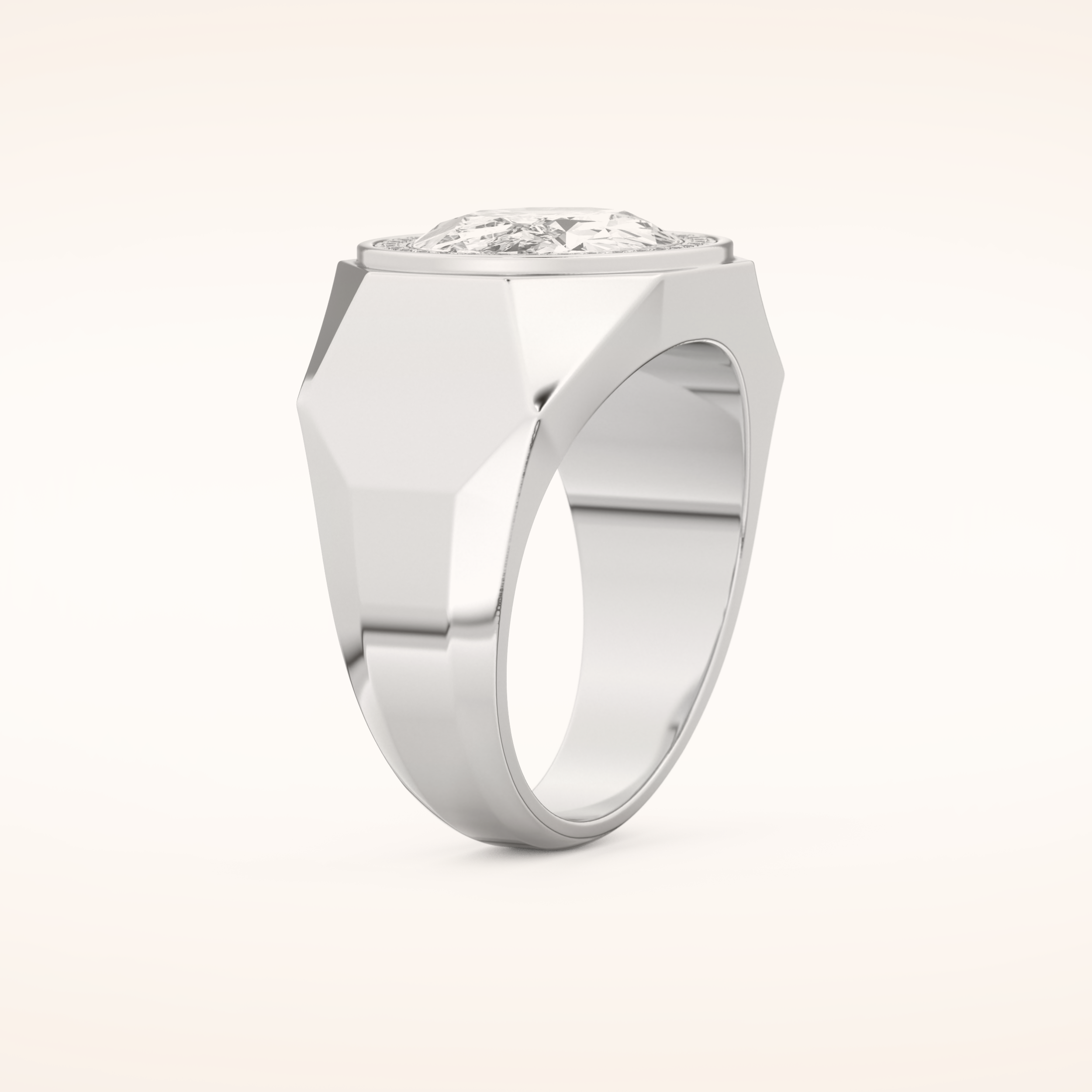 2.27 CT Oval Shaped Moissanite Halo Men's Wedding Band