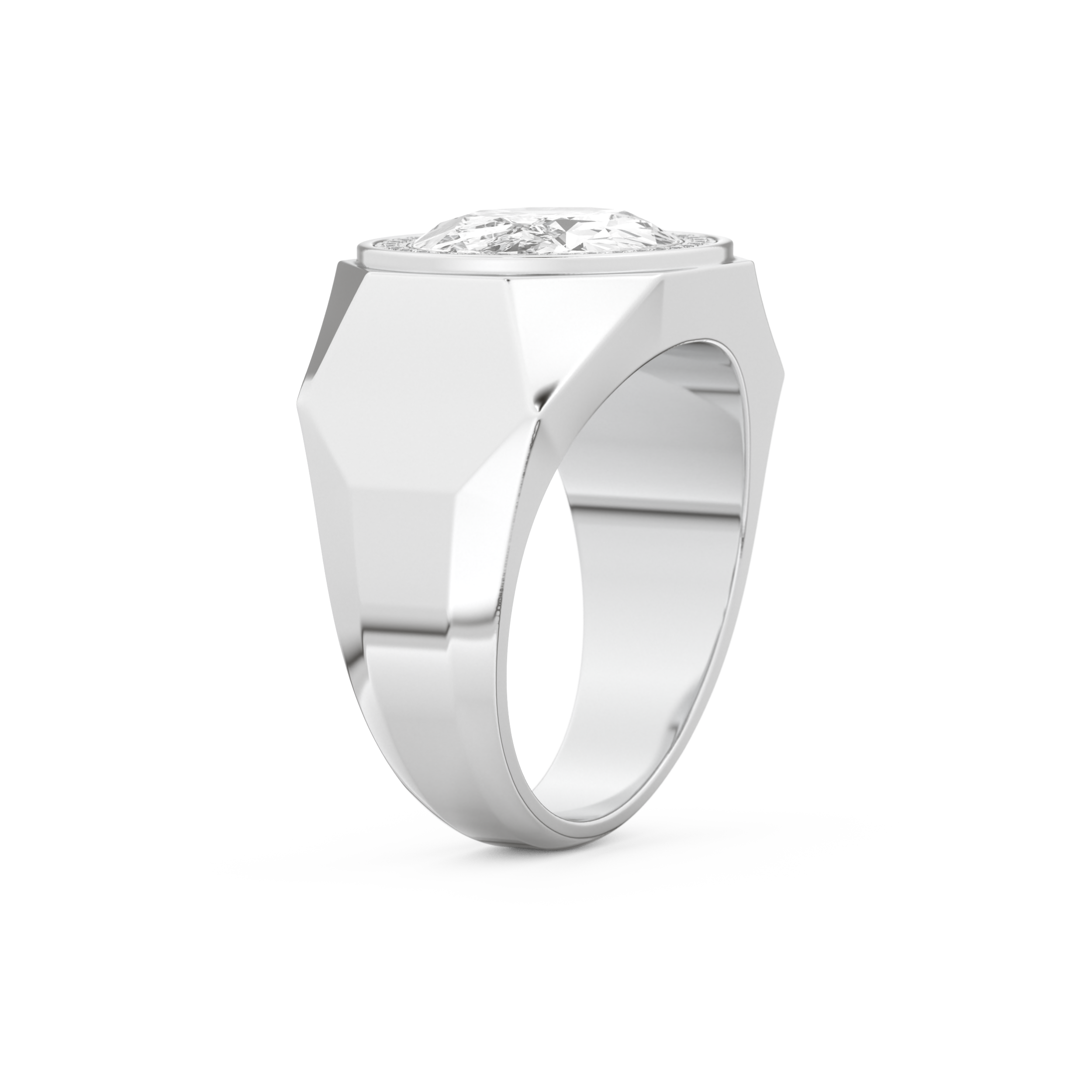 East West Oval Halo Lab Grown Diamond Men's Engagement Ring