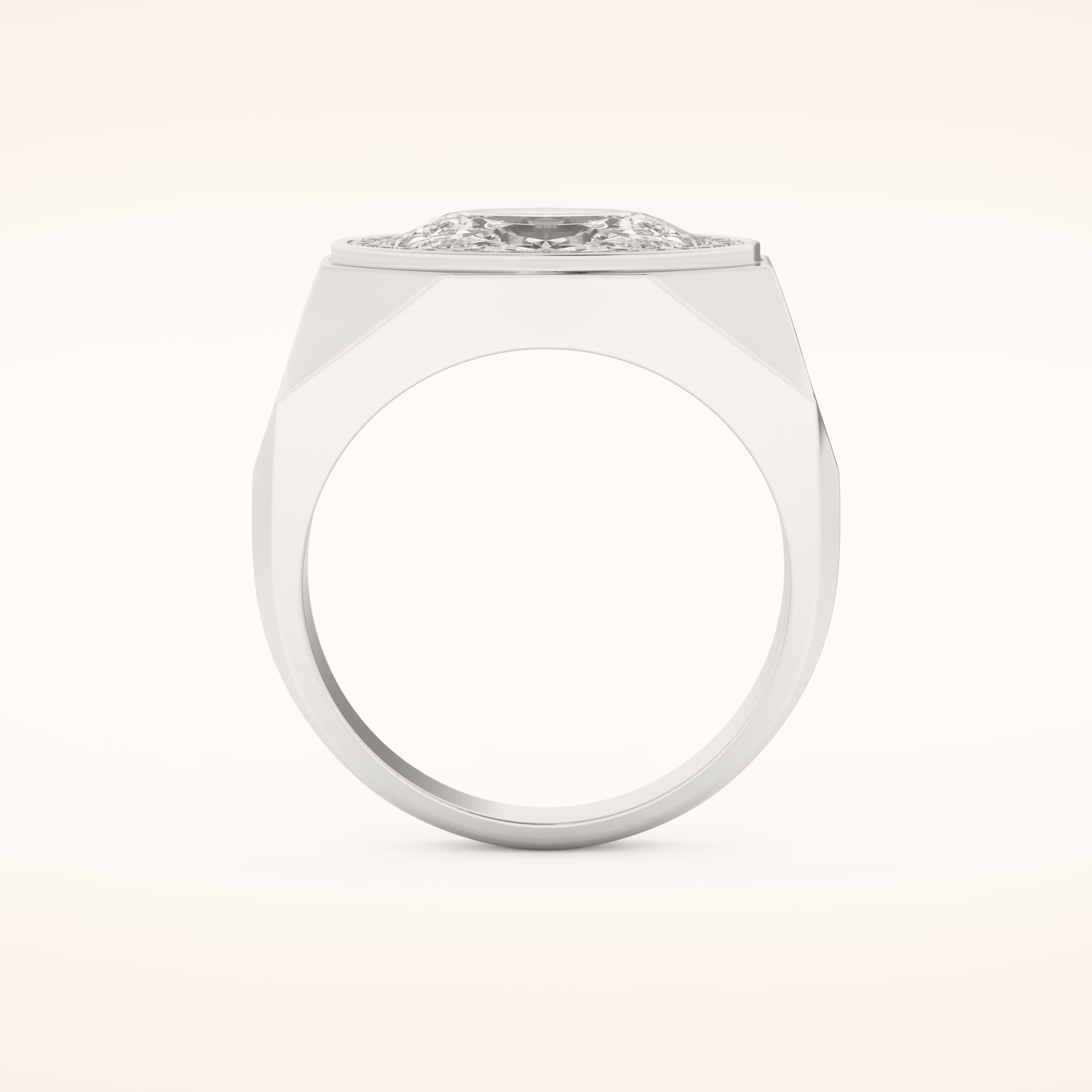 2.27 CT Oval Shaped Moissanite Halo Men's Wedding Band