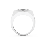 East West Oval Halo Lab Grown Diamond Men's Engagement Ring