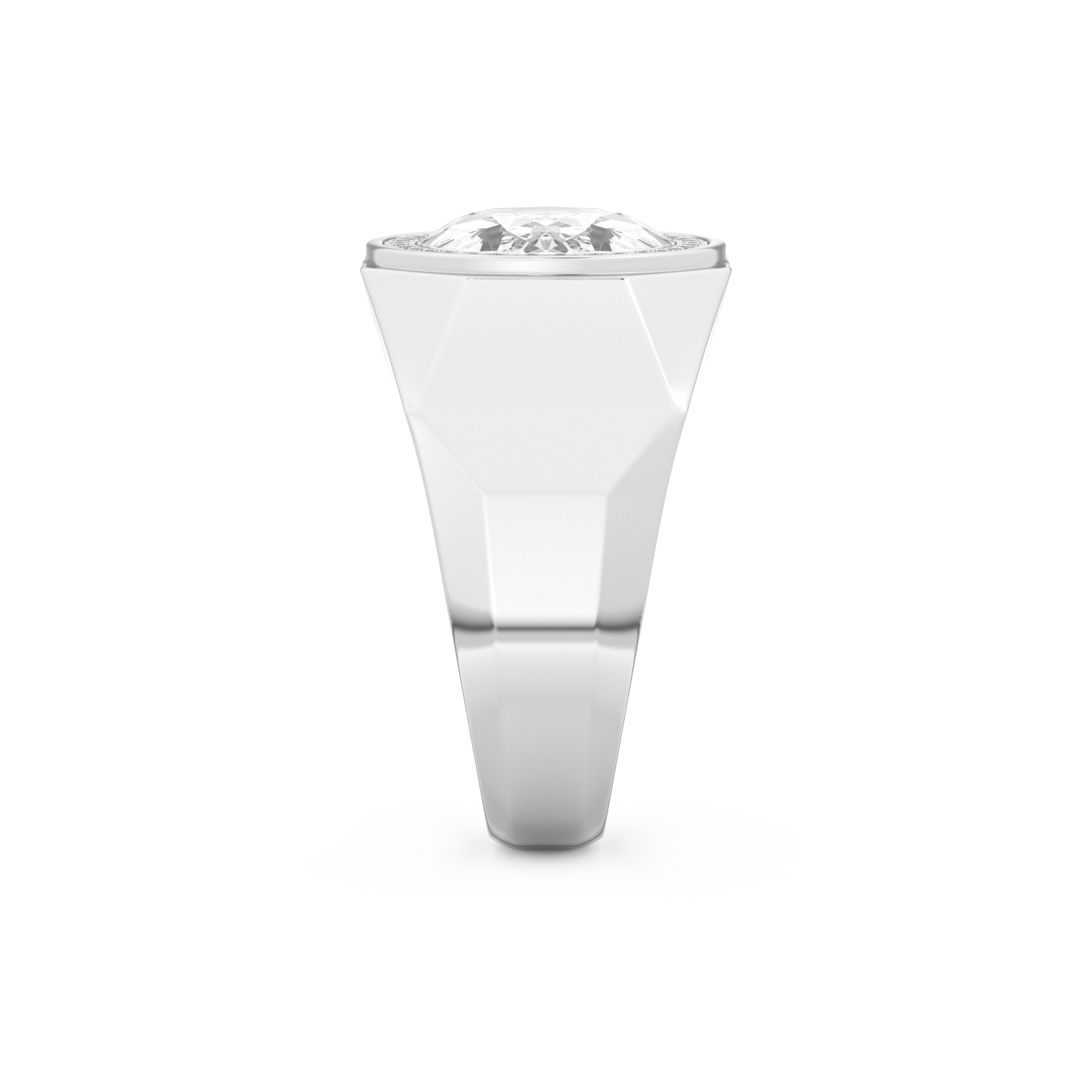 East West Oval Halo Lab Grown Diamond Men's Engagement Ring