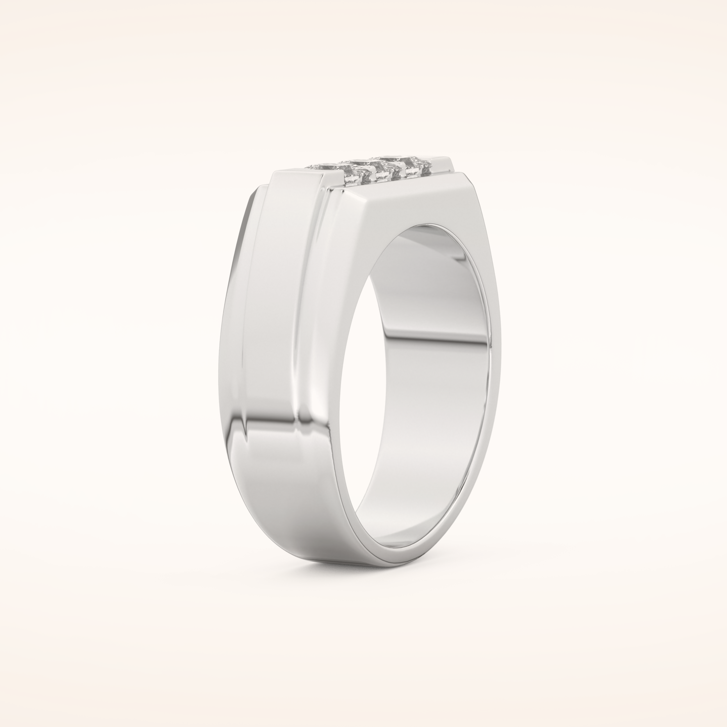 0.536 TCW Round Shaped Moissanite Multi Stone Men's Wedding Band