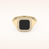 0.15 TCW Round Shaped Moissanite Signet Men's Wedding Band