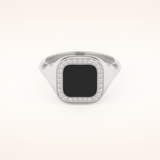0.15 TCW Round Shaped Moissanite Signet Men's Wedding Band