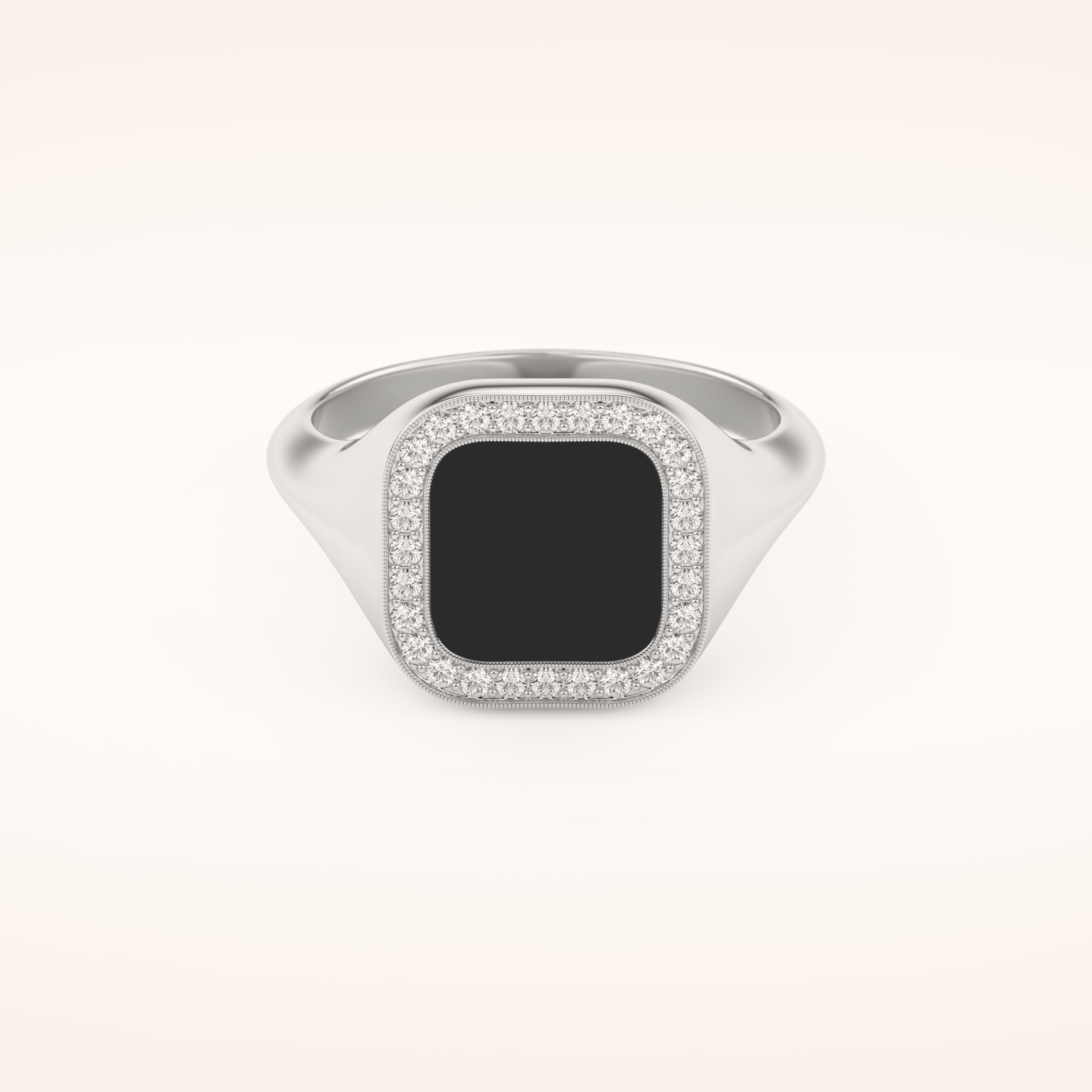 0.15 TCW Round Shaped Moissanite Signet Men's Wedding Band