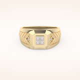 0.381 TCW Round & Princess Shaped Moissanite Signet Men's Wedding Band