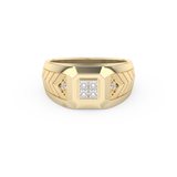 Princess Three Stone Lab Grown Diamond Men's  Engagement Ring