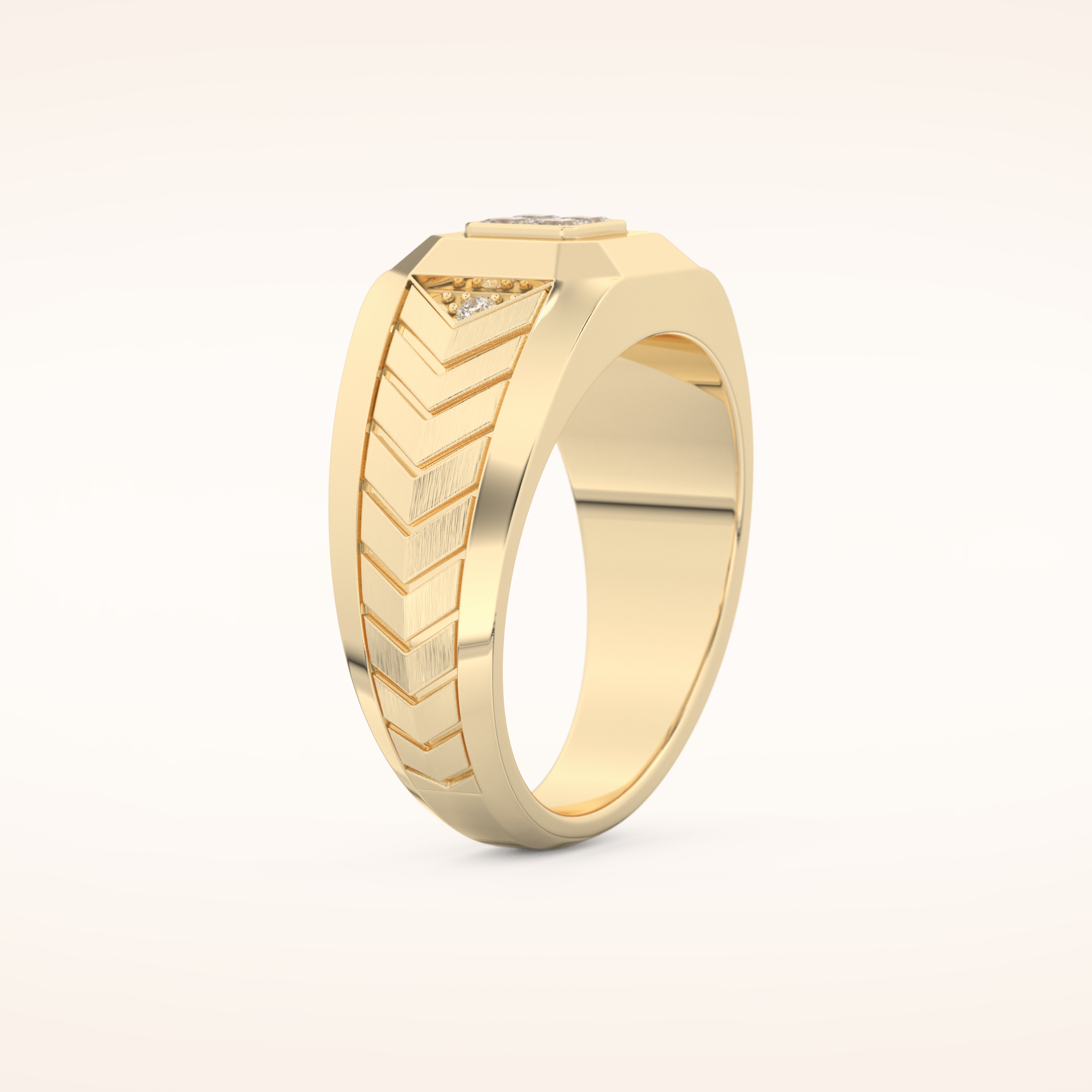 0.381 TCW Round & Princess Shaped Moissanite Signet Men's Wedding Band