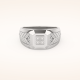 0.381 TCW Round & Princess Shaped Moissanite Signet Men's Wedding Band