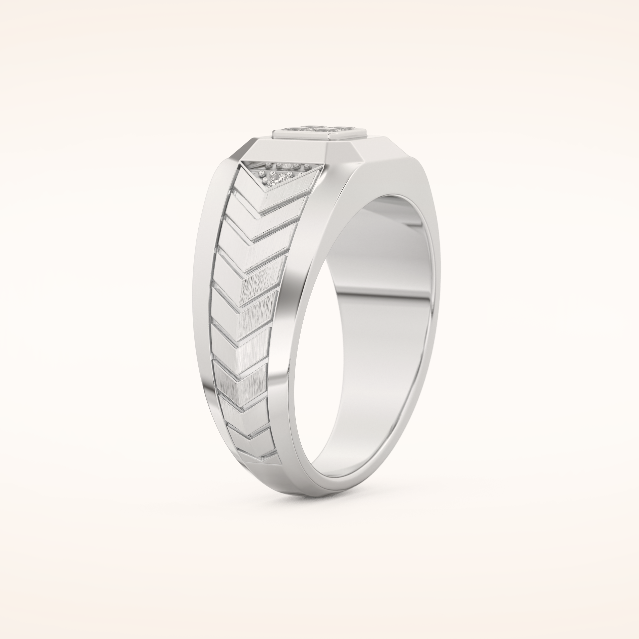 0.381 TCW Round & Princess Shaped Moissanite Signet Men's Wedding Band