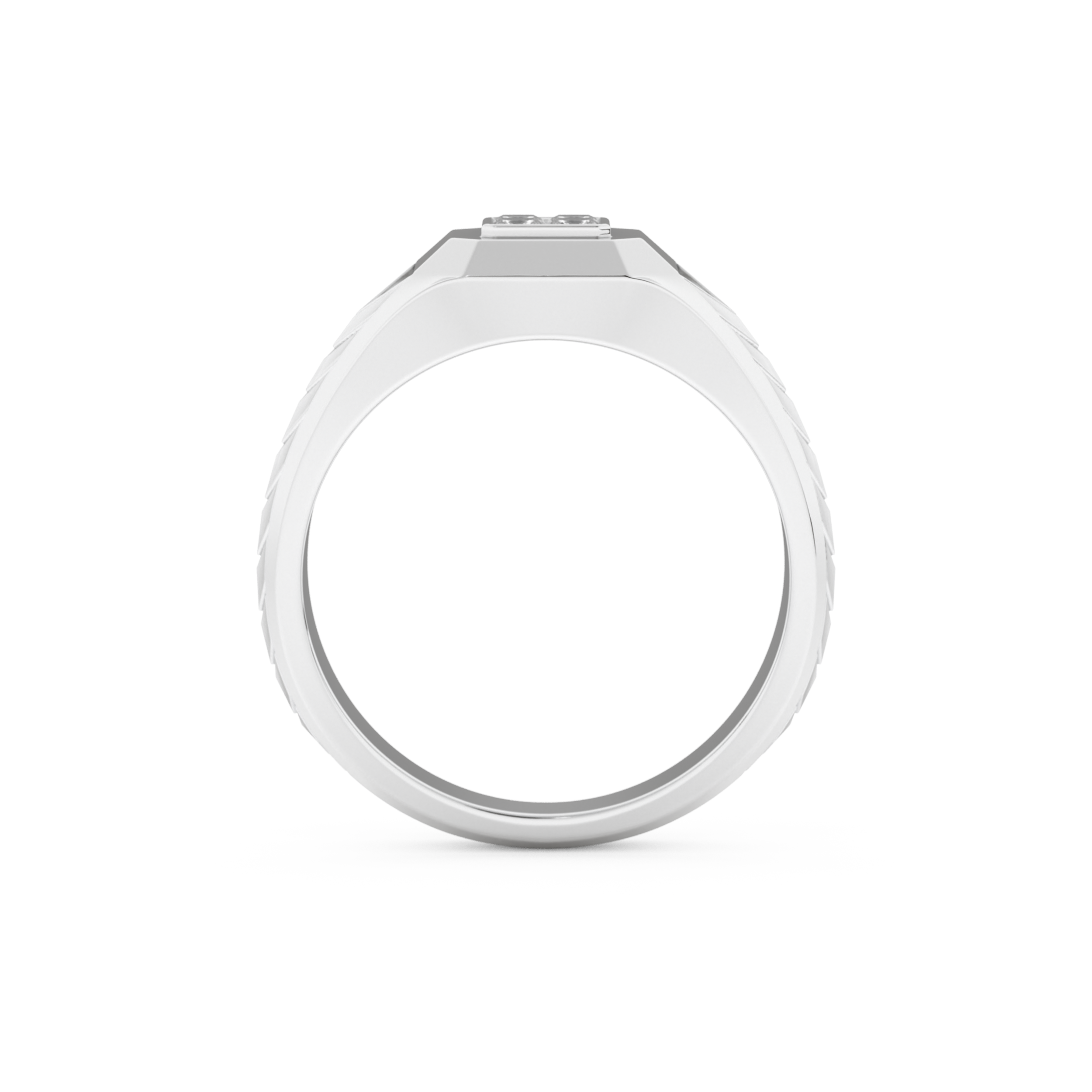 Princess Three Stone Lab Grown Diamond Men's  Engagement Ring