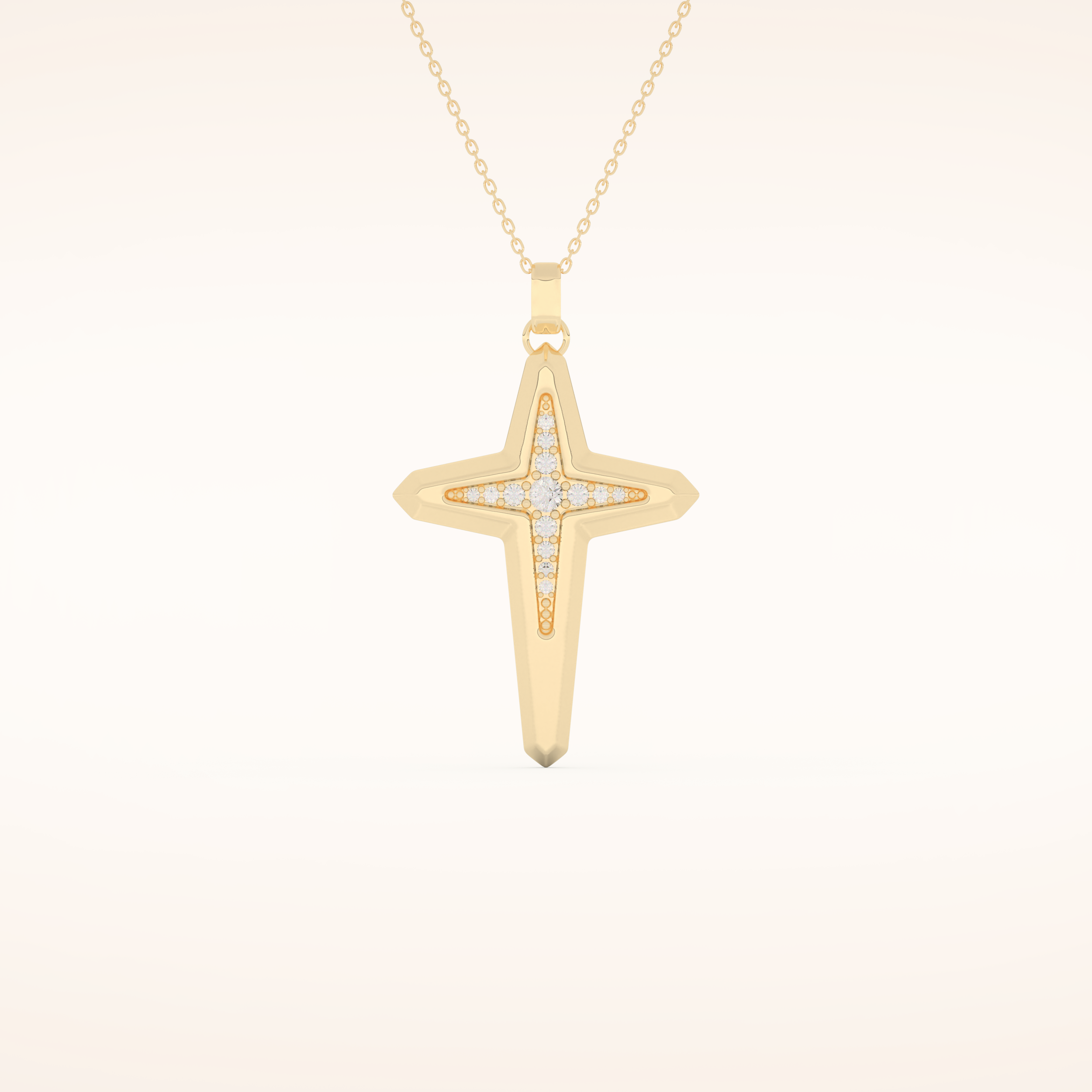 0.193 TCW Round Cut Moissanite Cross Necklace