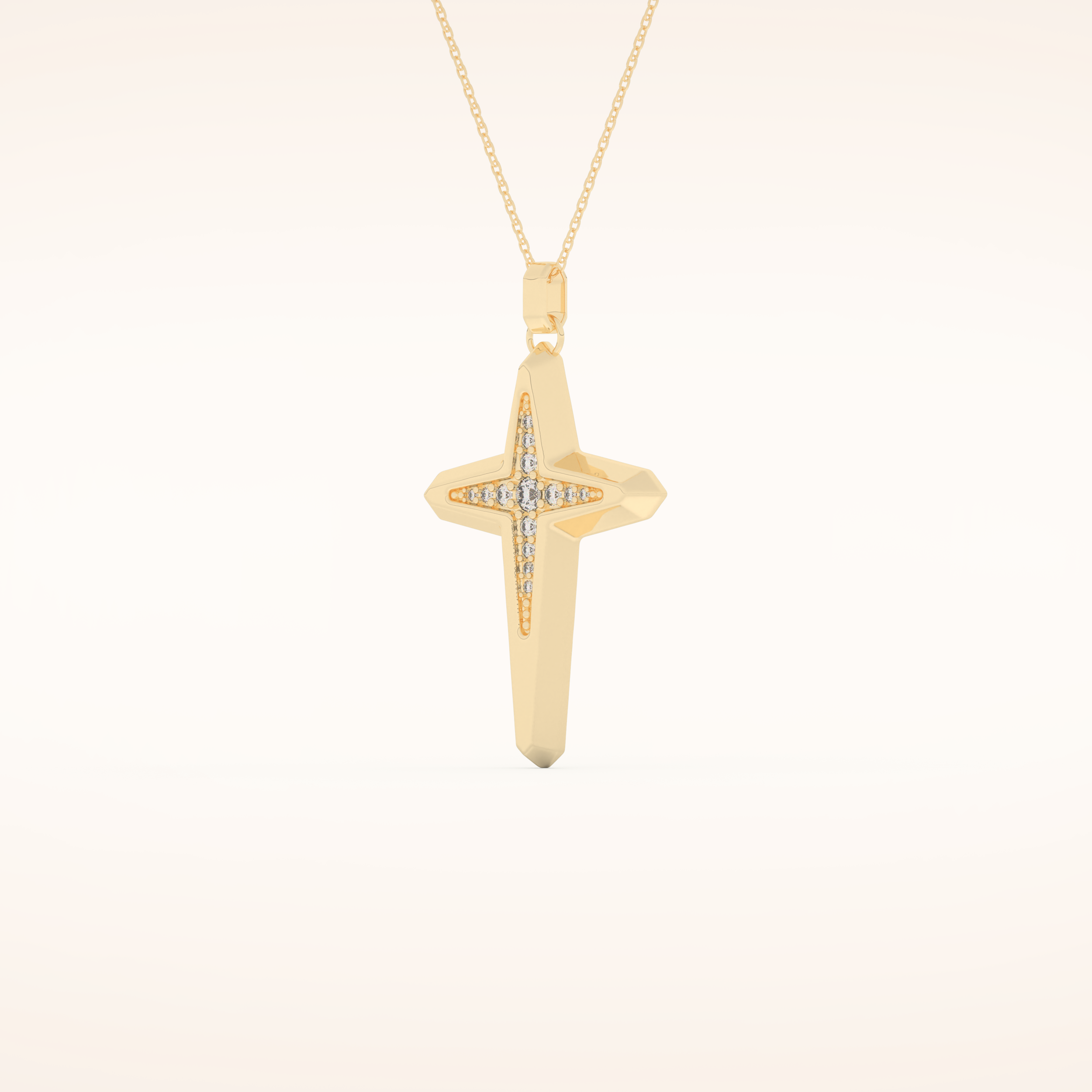 0.193 TCW Round Cut Moissanite Cross Necklace