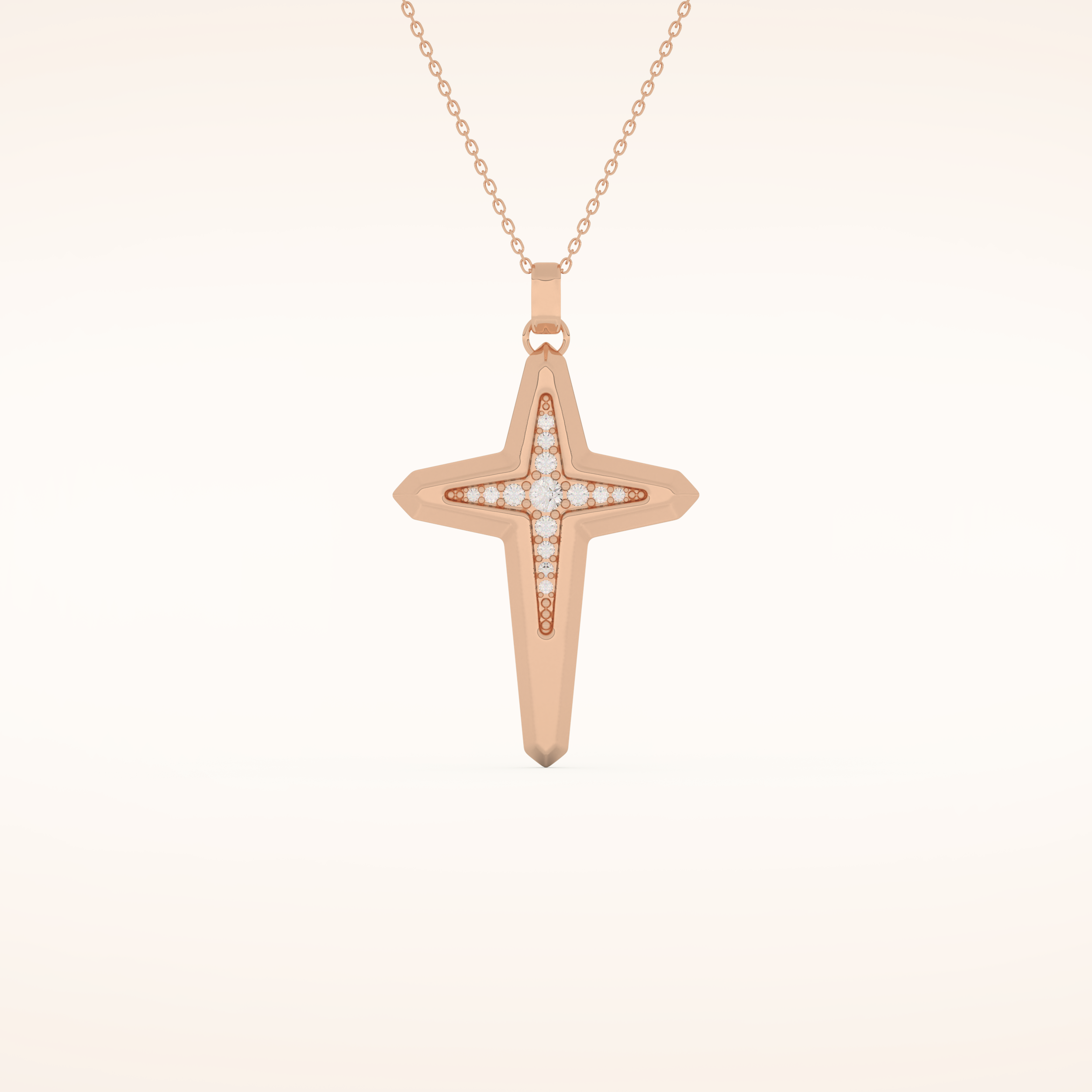 0.193 TCW Round Cut Moissanite Cross Necklace