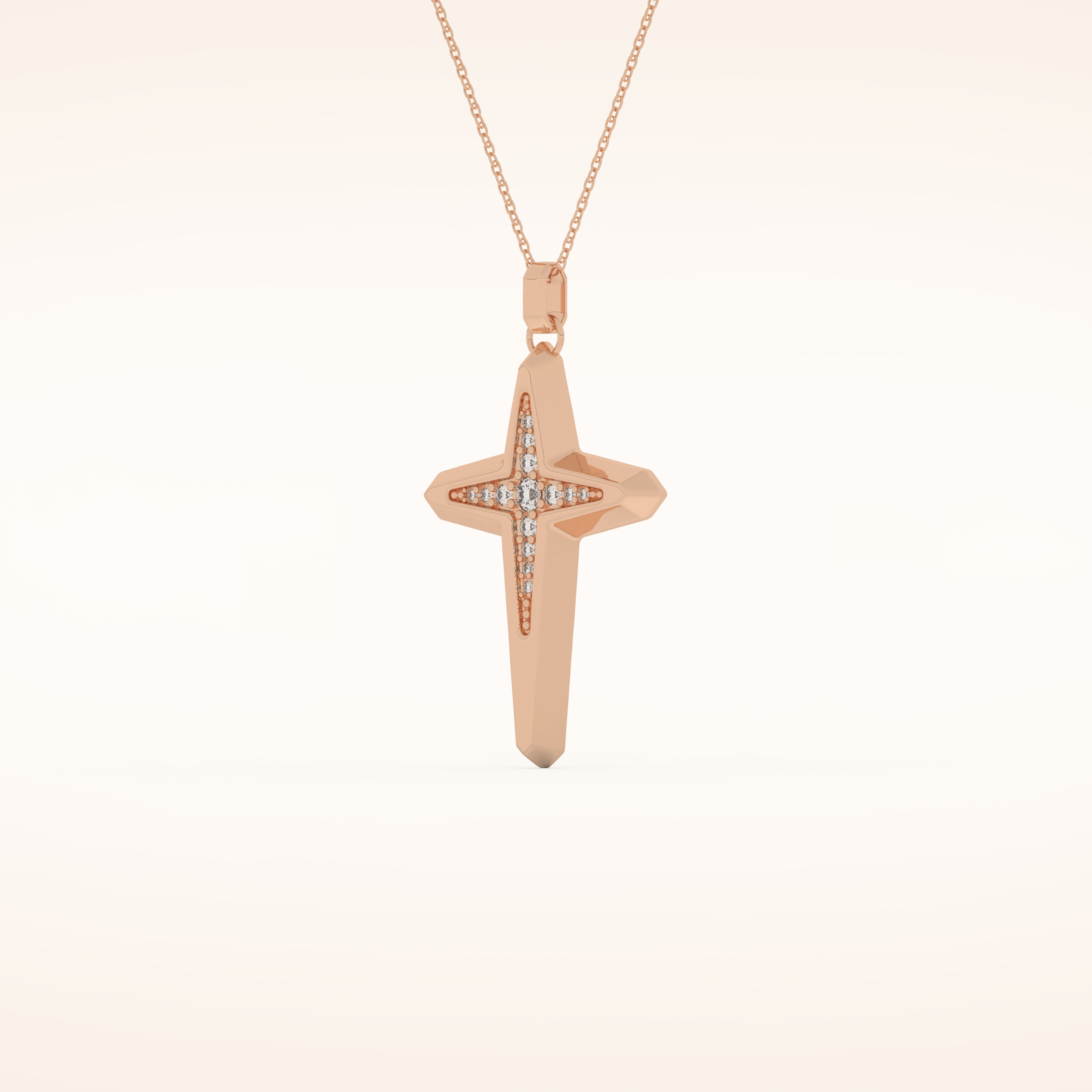 0.193 TCW Round Cut Moissanite Cross Necklace