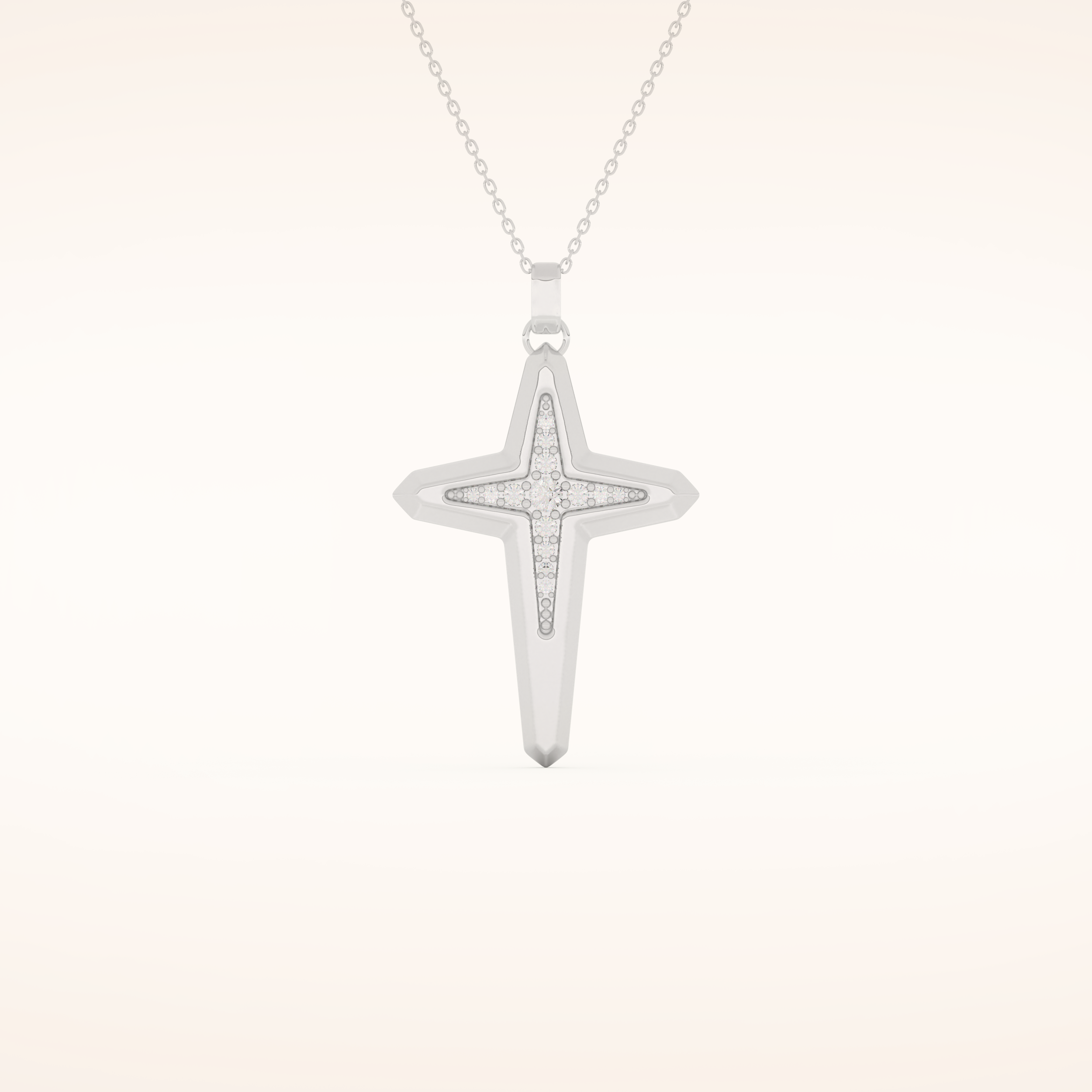 0.193 TCW Round Cut Moissanite Cross Necklace