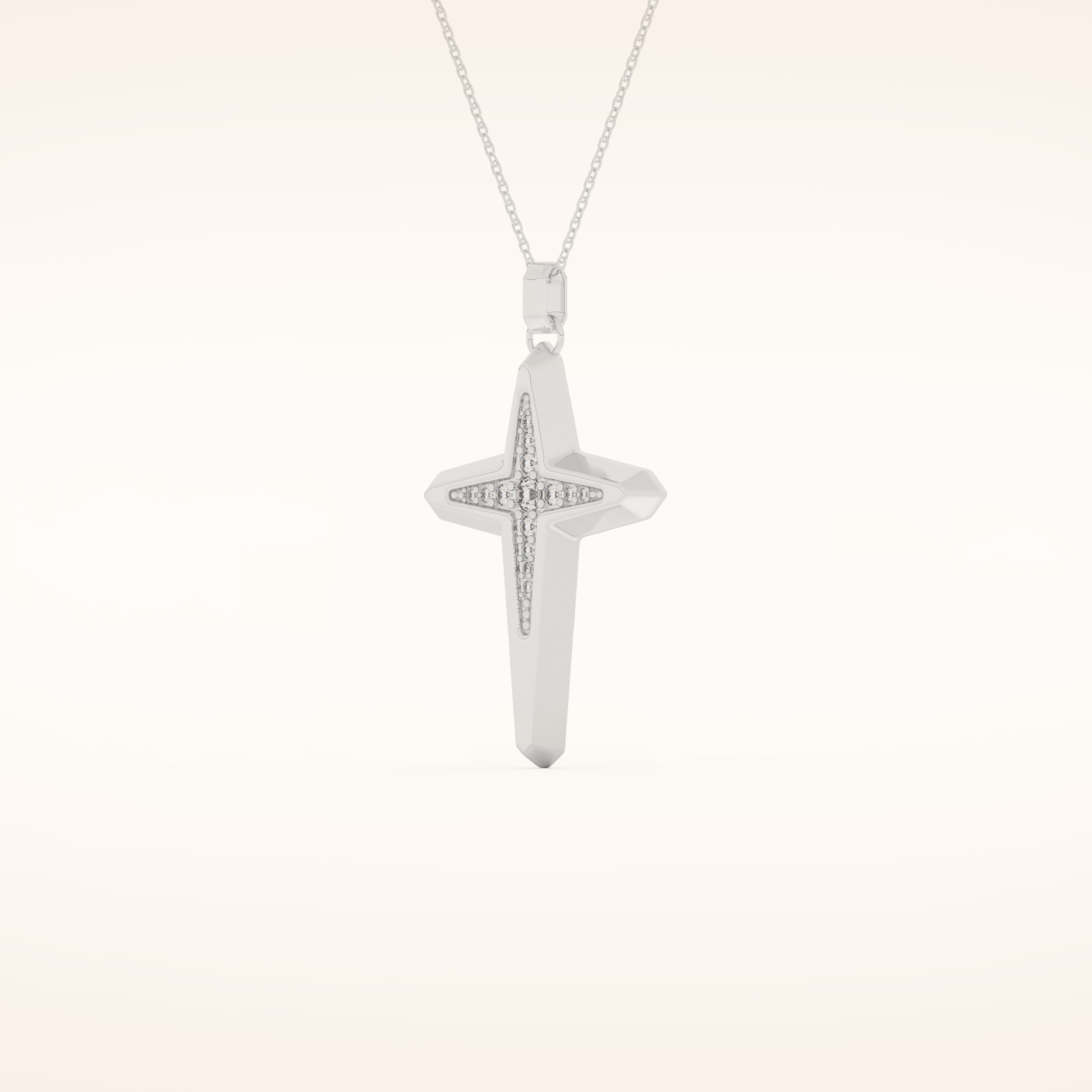 0.193 TCW Round Cut Moissanite Cross Necklace