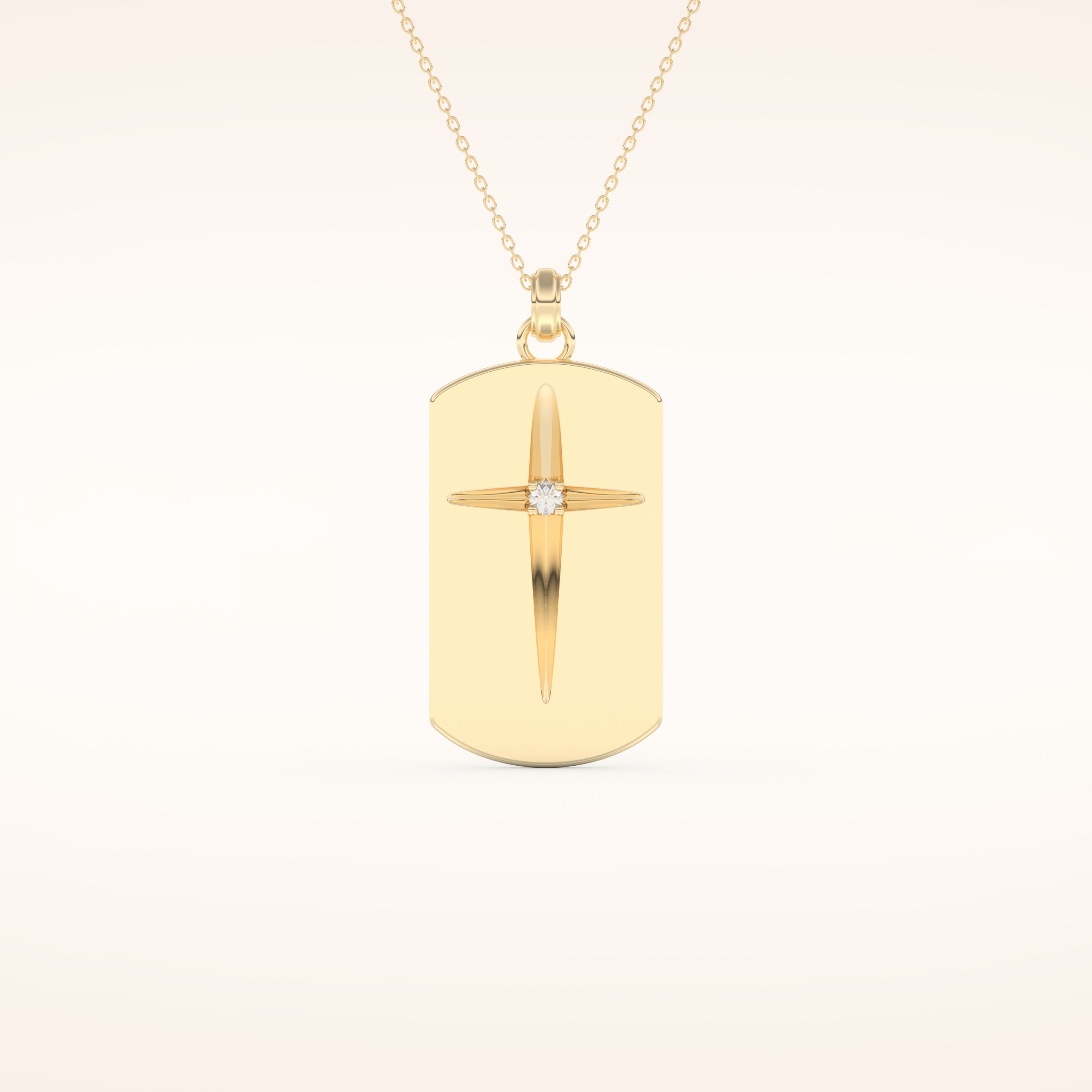 0.6 TCW Round Cut Moissanite Cross Bar Necklace