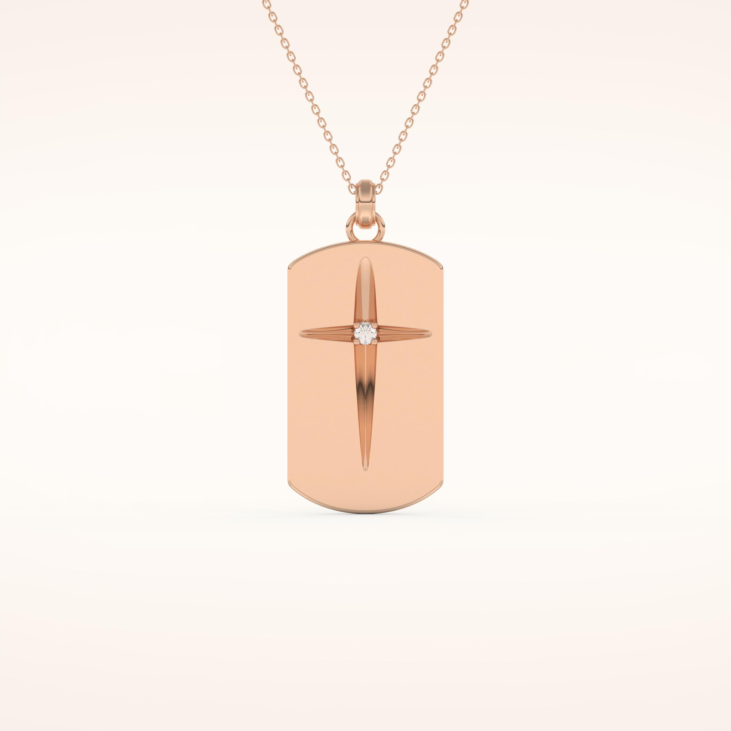 0.6 TCW Round Cut Moissanite Cross Bar Necklace