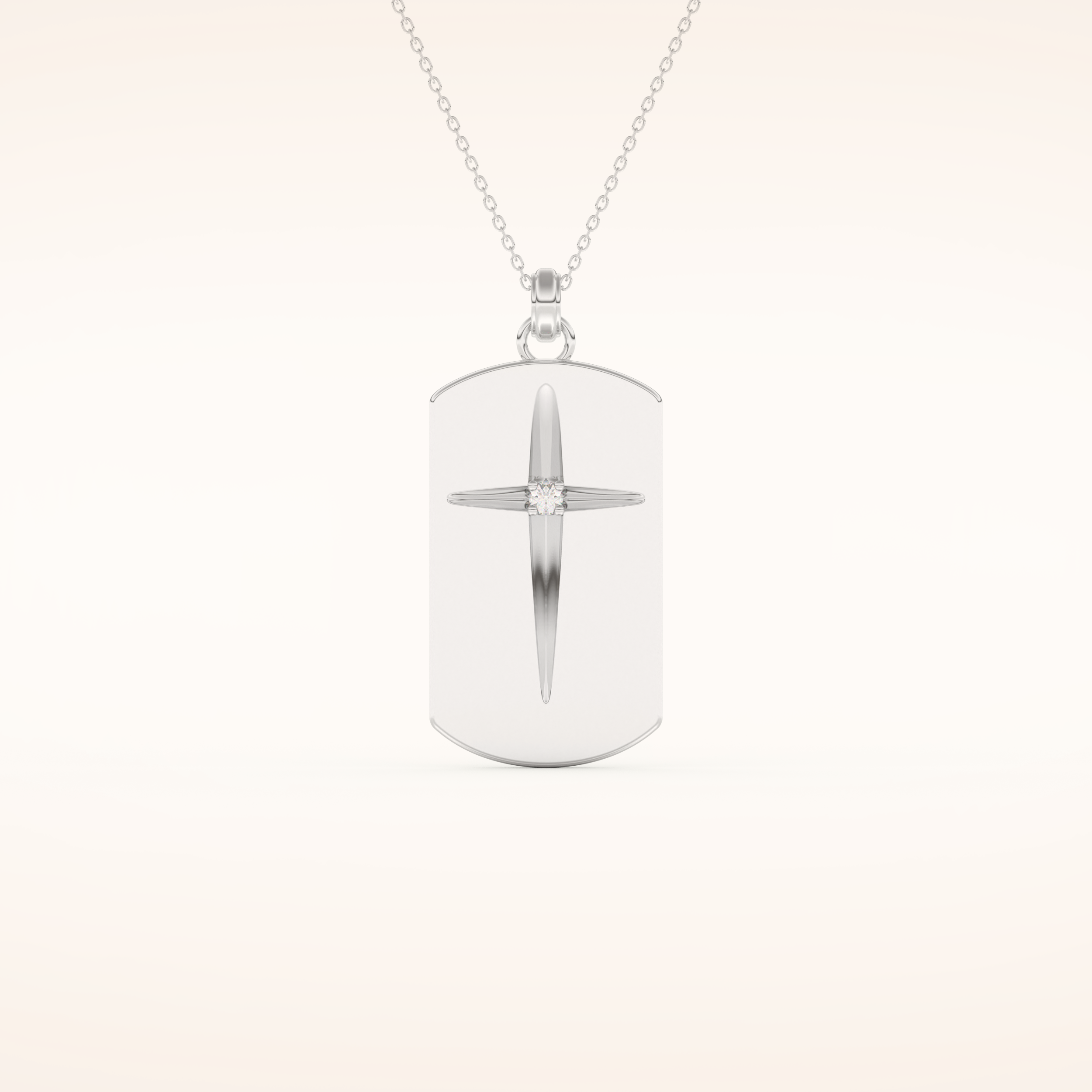 0.6 TCW Round Cut Moissanite Cross Bar Necklace