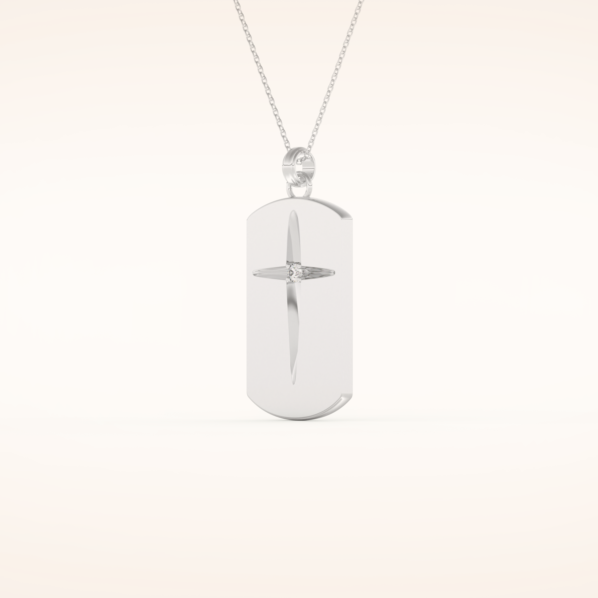 0.6 TCW Round Cut Moissanite Cross Bar Necklace