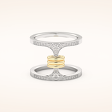 0.361 TCW Round Shaped Moissanite Multi Stone Double Shank Wedding Band