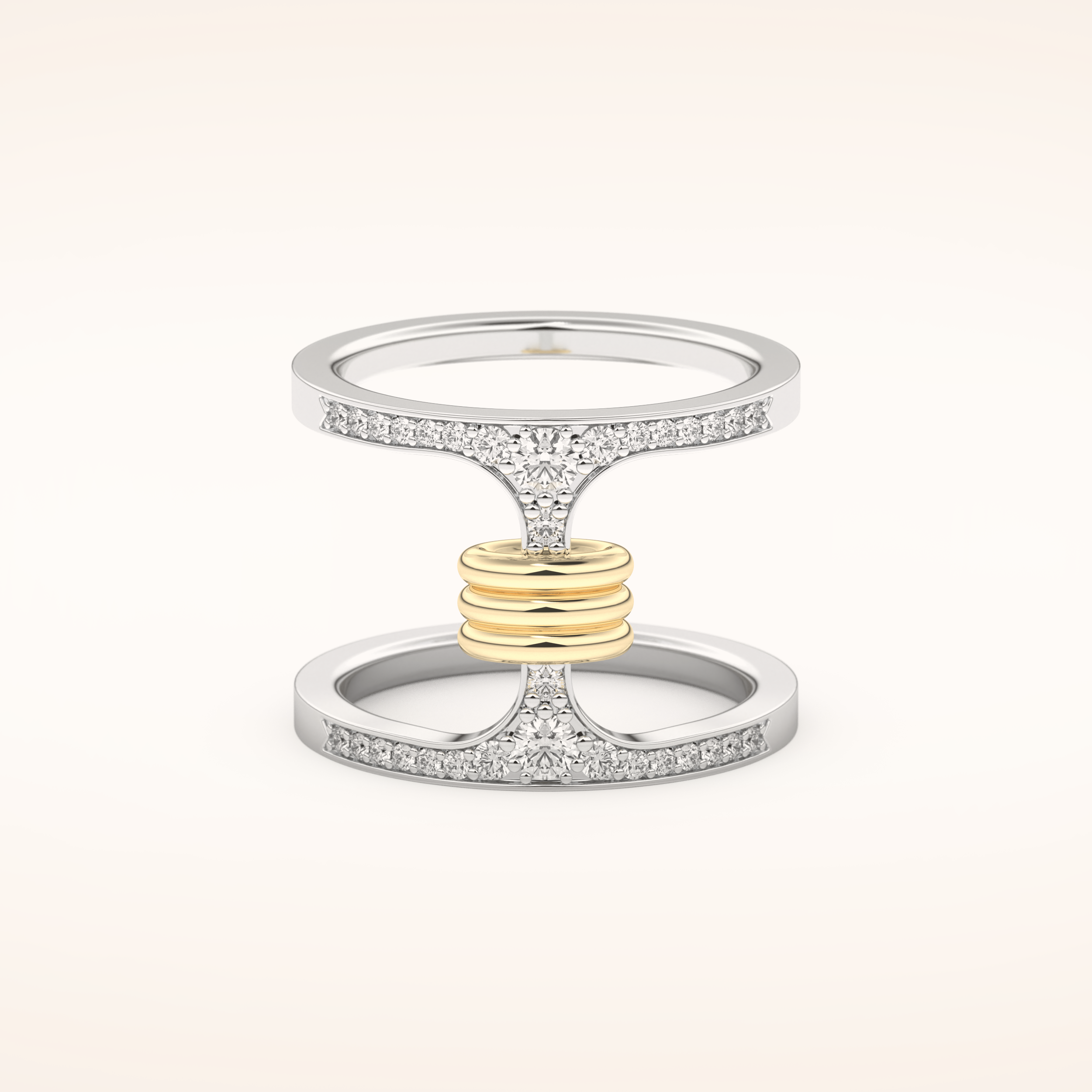 0.361 TCW Round Shaped Moissanite Multi Stone Double Shank Wedding Band