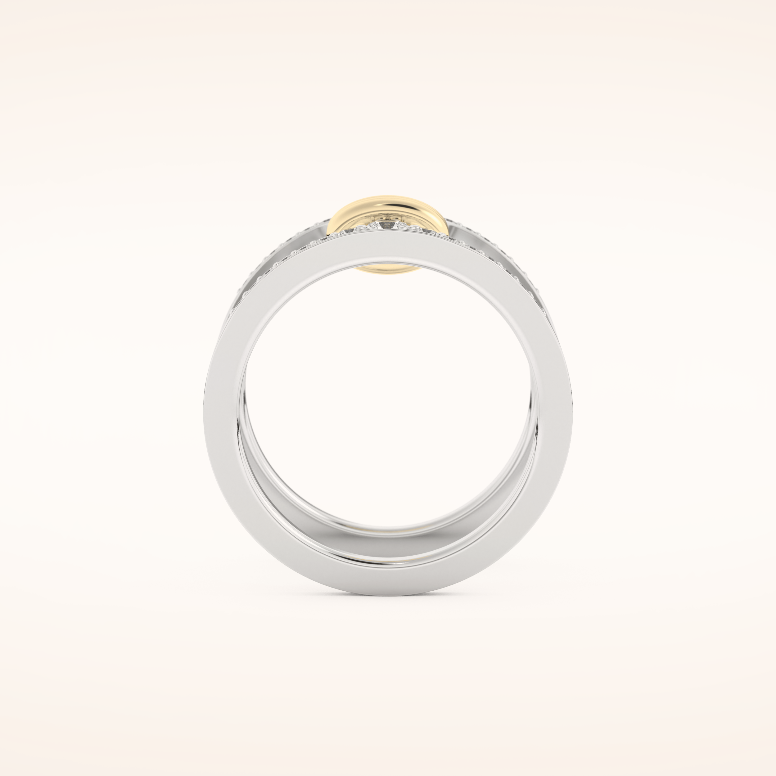 0.361 TCW Round Shaped Moissanite Multi Stone Double Shank Wedding Band